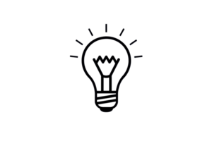 Minimalistic icon of a light bulb, symbolizing ideas, innovation, and creativity. Perfect for illustrating concepts on websites, presentations, and more. png