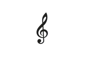 Black music clef symbol isolated on transparent background. perfect for music-related designs, educational materials, and creative projects. png