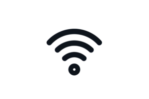 Black Wi-Fi signal icon isolated on transparent background. Wireless internet connection symbol for web, mobile app, and technology graphics. png
