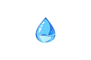 A glossy, blue water droplet with a clean and refreshing appearance, isolated on a transparent background. Ideal for nature, hydration, and purity themes. png