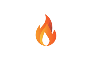 Illustration of a simple yellow and red flame on a clear background, symbolizing fire, heat, and energy. Ideal for various graphic uses. png