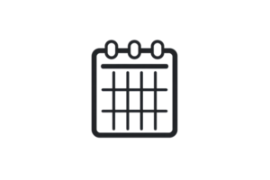 Minimalistic calendar icon depicting a grid with dates, perfect for scheduling, planning, and organizing events in a clean and simple design. png
