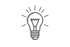 Minimalist illustration of a light bulb representing an idea or innovation. Simple, clean design perfect for creativity, inspiration, or business concepts. png