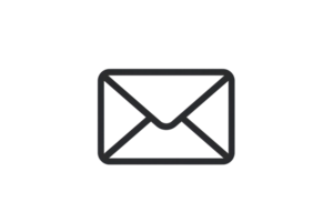 Minimalist black and white envelope icon, representing email, communication, and message concepts. Ideal for digital or print use. png
