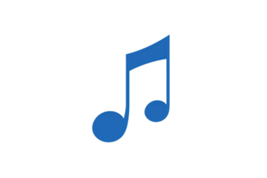 A blue musical note icon on a transparent background, representing music, melody, or sound. Ideal for digital media, apps, or web design. png