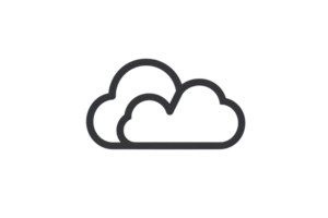 Minimalistic black cloud icon, perfect for weather or digital interface graphics, isolated on a transparent background for versatile use. png