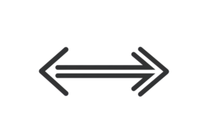 Double-ended black arrow icon on a transparent background, symbolizing direction, choice, or duality. Useful for various design elements. png