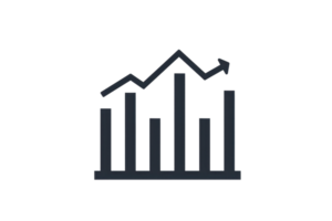Minimalistic icon representing data analytics with bar and line graph for business finance and statistical analysis. png