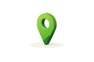 Green location pin icon on transparent background. symbolizing navigation, mapping, and geographic location. Modern 3D design for various applications. png