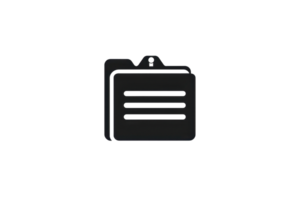 Preto ícone do identificação crachá com uma grampo. ideal para negócios, escritório, evento, ou empregado Eu iria gráficos. png