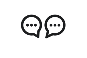 Minimalist chat icon design with two speech bubbles and ellipsis, perfect for communication concepts and digital interaction themes. png