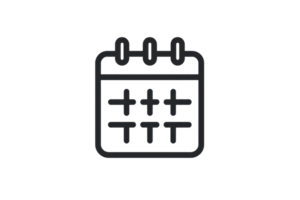 Simple line art icon of a calendar with cross marks. Ideal for scheduling, planning, and time management illustrations. png