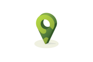 Green location pin icon on transparent background. representing navigation, mapping, or direction. Perfect for travel, GPS, or digital maps projects. png