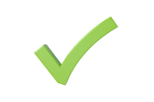 Green check mark symbol representing approval, success, or a positive action. Isolated on a transparent background. png