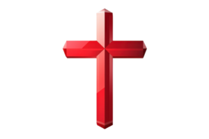 Red shiny 3D cross symbol isolated on a transparent background. perfect for religious, Christian, and faith-based design projects. png