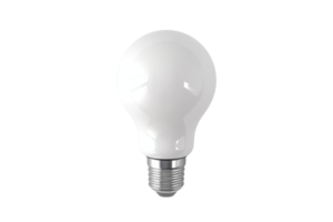 Close-up of a standard white light bulb on a transparent background. Ideal for energy, electricity, and lighting themes in stock photos. png