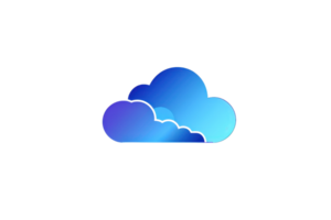 Blue cloud icon with gradient pattern on a transparent background representing cloud storage, computing, or weather. png