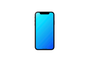 Modern smartphone with blank blue screen isolated on black background, perfect for tech or app design concepts. png