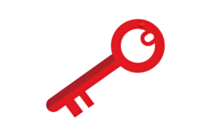 Bright red key icon, symbolizing security and access. Ideal for use in password management, authentication, and technology-related projects. png