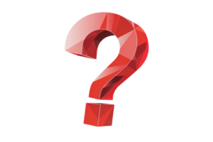Geometric red question mark symbol isolated on transparent background. Ideal for design, education, and inquiry-related projects. png