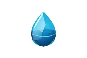 Illustration of a glossy blue water droplet symbolizing purity and freshness. Perfect for environmental and water-related themes. png