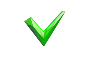 Green check mark icon in 3D isolated on transparent background. symbolizing approval, success, and completion. Ideal for design, web, and media projects. png