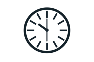 Minimalist black clock with a simple design and no numbers. Perfect for time-related concepts. png