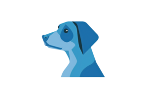 Abstract illustration of a dog's profile in shades of blue, ideal for modern design projects and digital art. png