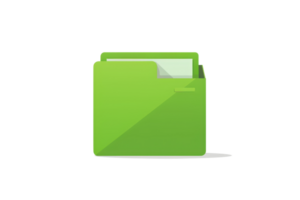 Green file folder icon on a transparent background representing organization, storage, and office work related to digital and physical documents. png