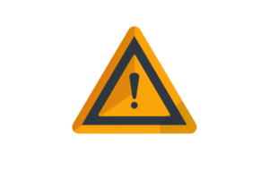 Bright triangular warning sign with an exclamation mark, representing caution or risk, on a transparent background suitable for safety illustrations. png