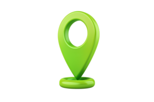 3D green location pin icon on transparent background. Perfect for navigation, map, and direction-related themes in mobile apps and websites. png