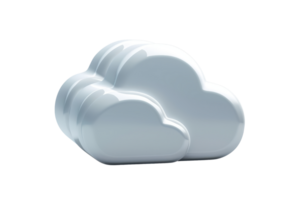 3D illustration of a white cloud shape. Ideal for representing cloud computing, weather, or online storage concepts. png