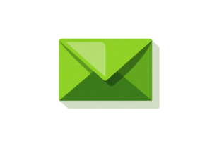 Bright green envelope icon isolated on a transparent background. representing communication, email, and message delivery. png