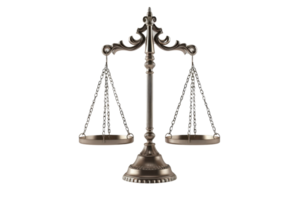 A bronze balance scale symbolizing justice and equality. Ideal for legal and judicial themes in articles and presentations. png