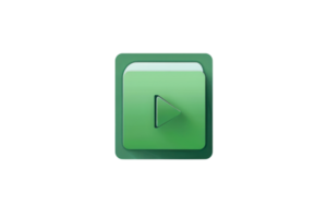 Green play button icon isolated on transparent background. ideal for media, app, or web designs, emphasizing clear and intuitive navigation. png