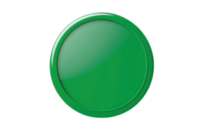 Glossy green button icon isolated on transparent background. Perfect for web design, mobile apps, or software interface design. png
