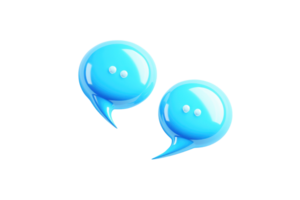 Blue speech bubbles icon on isolated transparent background. symbolizing communication, message, chat, and conversation in digital illustration. png