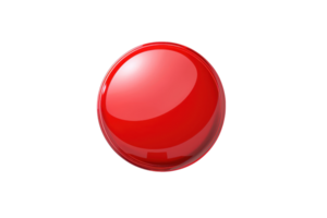 A shiny red ball with a glossy finish on a transparent background. Perfect for themes involving toys, simplicity, or color studies. png