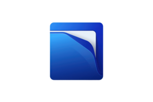 Blue square with a polished surface and folded corner, representing an icon or button, isolated on a transparent background. png