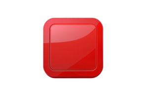 High-quality image of a glossy red square button icon. Perfect for web design, applications, and user interfaces. png