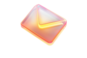 Colorful, shiny 3D email icon isolated on a transparent background. Modern digital communication and messaging symbol in vibrant gradient colors. png