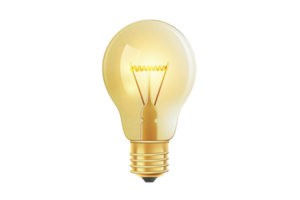 High-quality image of a glowing light bulb with a transparent background, perfect for design, innovation, and energy concepts. png