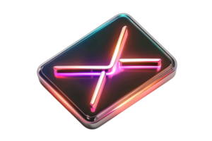 iluminado por neon futurista símbolo com brilhando linhas em uma lustroso, moderno superfície. perfeito para digital arte, techno temas, e abstrato Projeto projetos. png
