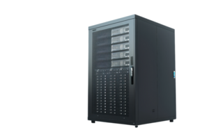 Professional server rack with multiple network servers isolated on transparent background. Ideal for IT infrastructure and data center visuals. png