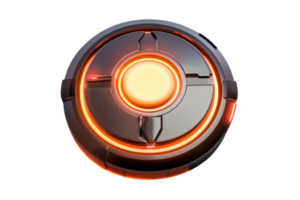 Futuristic circular object with glowing orange core, sci-fi inspired design, perfect for technology, innovation, and digital themes. png