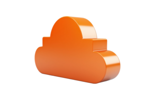 3D orange cloud icon on a transparent background. symbolizing online storage, cloud computing, and digital technology. png
