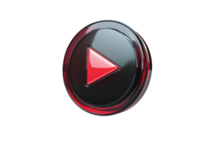Glossy red play button icon with a transparent background. perfect for multimedia, entertainment, and user interface design concepts. png