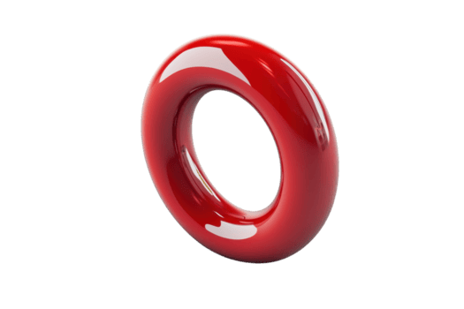 3d återges bild av en skinande röd torus form, isolerat på en transparent bakgrund. perfekt för design projekt eller teknologi presentationer. png
