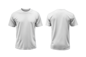 Front and back view of plain white t-shirt, perfect for mockups and design presentations. High-quality image for branding and fashion projects. png