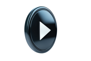 3D render of a glossy play button icon isolated on a transparent background. Perfect for multimedia, internet, and digital projects. png